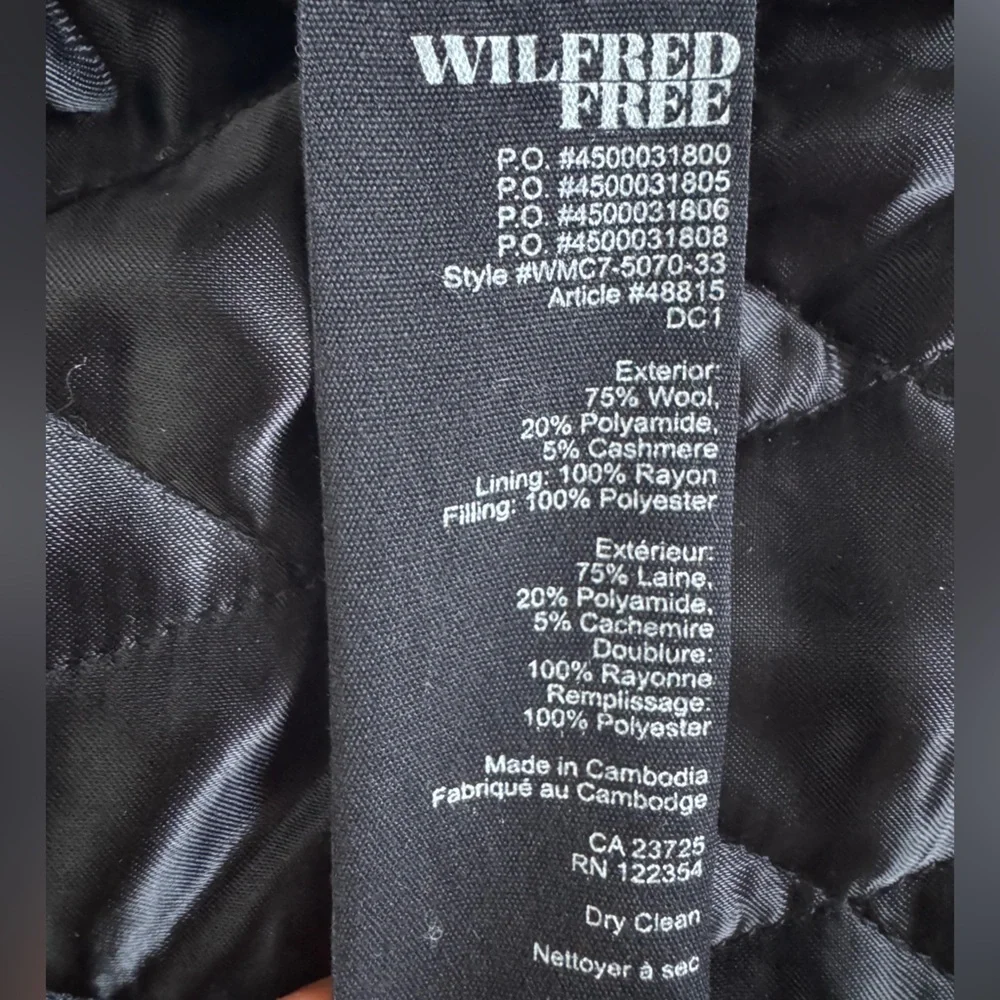 ARITZIA Wilfred Free Fei Wool Black Pea Coat Lined Moto Style Jacket - Picture 8 of 10